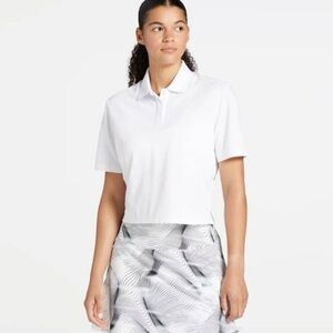 CALIA Pique Cropped Short Sleeve Golf Polo Shirt - white